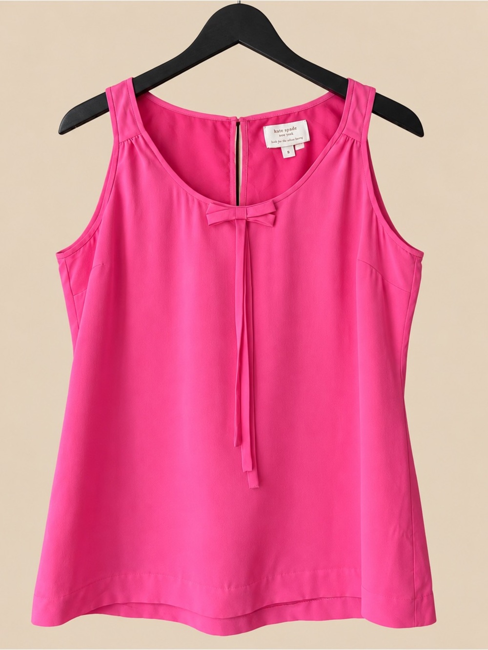 Y2K Coquette 100% Silk Hot Pink Bow Blouse XS